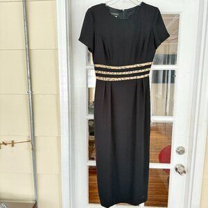 Donna Morgan Black Cap Sleeve Midi Dress Vintage sz 6